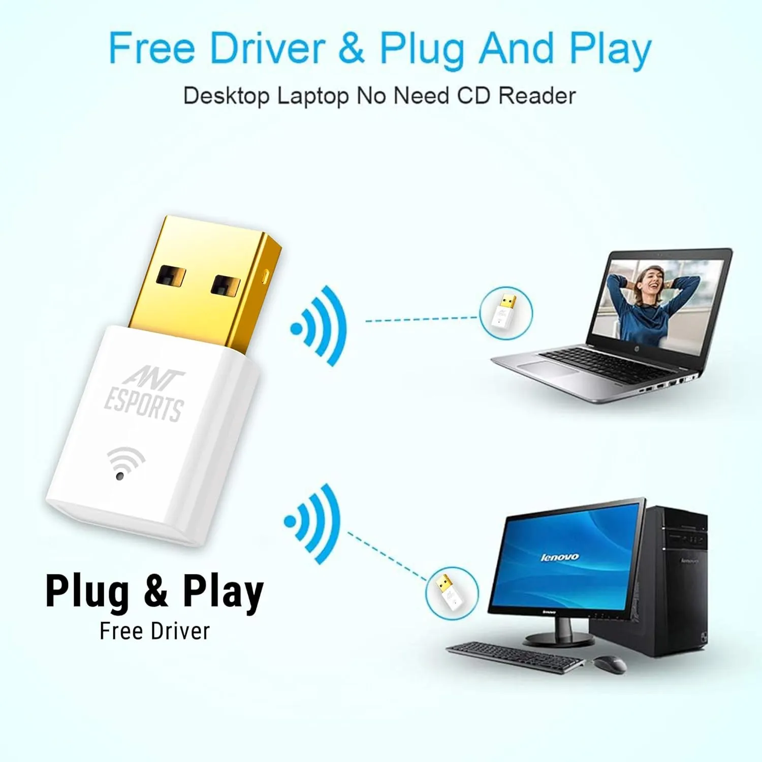 Ant Esports USB To Wi-Fi Dongle Adapter 300 Mbps AE300D view 2